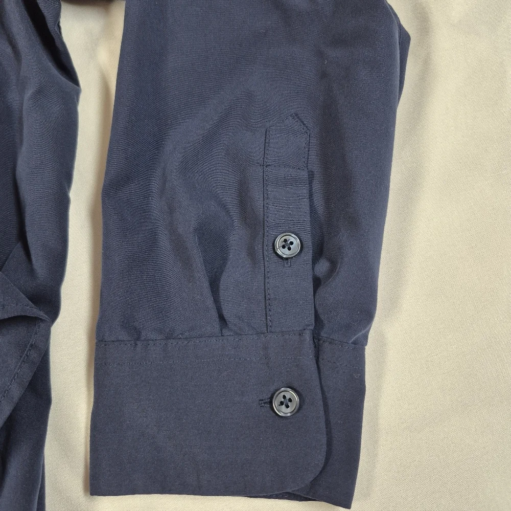 Chico's Sz 3 XL Navy Long Sleeve Button Up Blouse - Picture 6 of 7